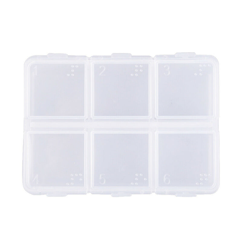 New Mini Portable Empty Braille 6 Cells Pill Medicine Drug Storage Case Box