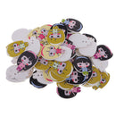 50Pcs Lovely Cartoon Girs Wooden Buttons for Kids Children Cardmaking