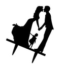 Novelty Bride & Groom Silhouette with Kid Acrylic Wedding Cake Topper