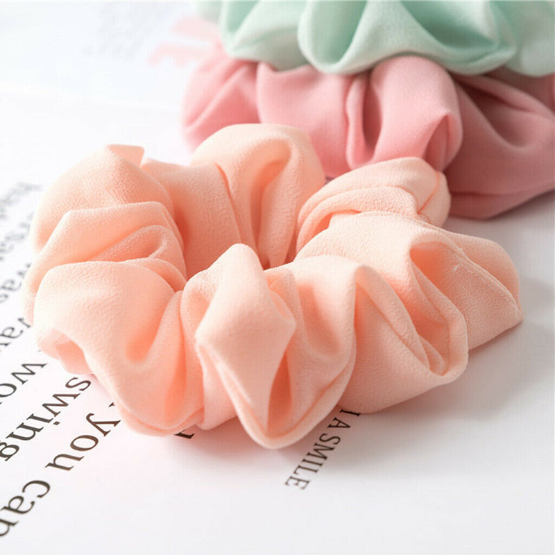11Pcs Colorful Sheer Chiffon Flowrs Hair Scrunchies Large Intestine Rings Cloth