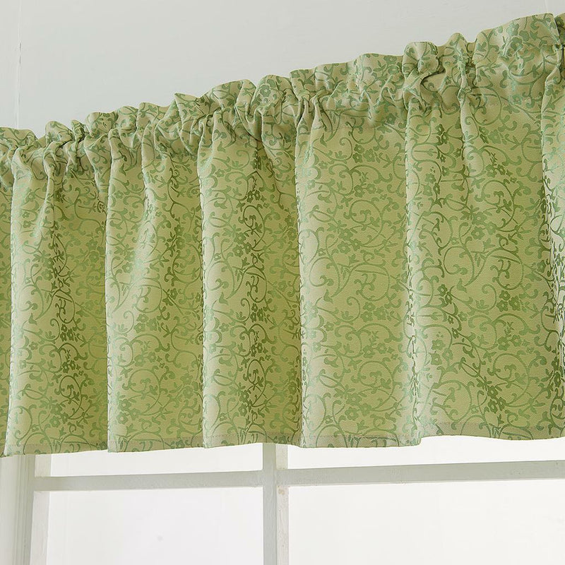 1 Set Green Rod Pocket Short Tier Curtains Panels Half Drapes for Bathroom
