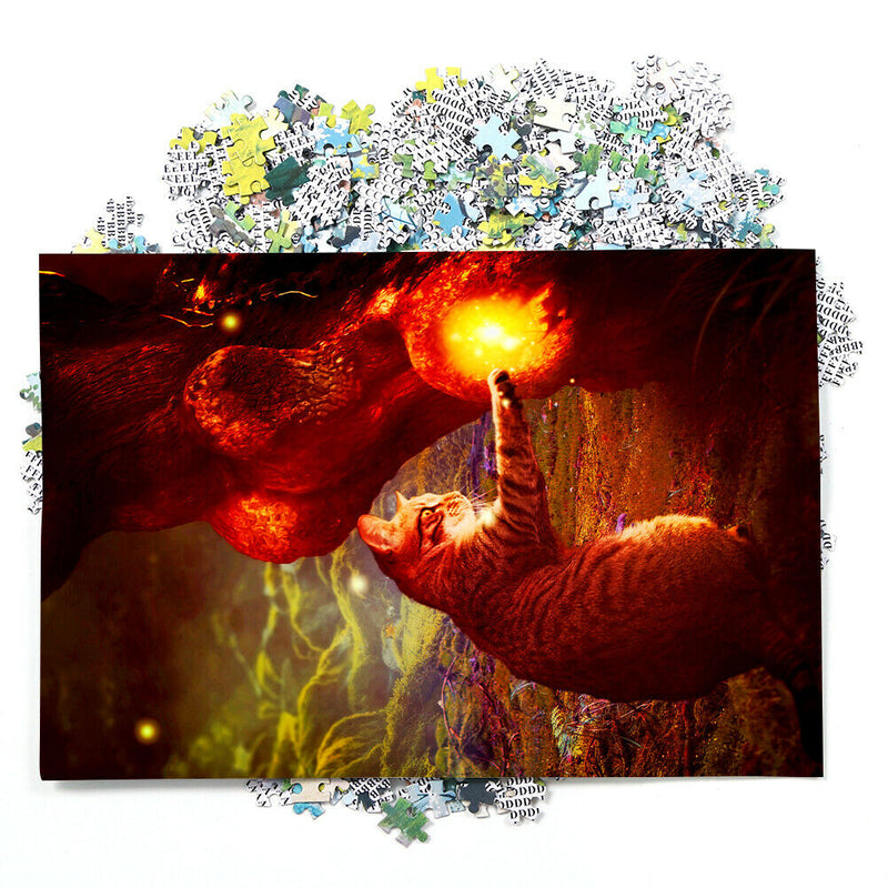 DIY Paper Puzzle Toys Early Education Magic Cat Jigsaw Home Painting Decor