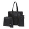 Women Fashion Handbag Shoulder Bag Purse Leather Tote Bag 4 Pieces (Black) Y3O1
