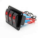 12V-24V 3 Gang red Rocker Switch Panel Circuit Breaker Boat Marine Waterpro T9S6