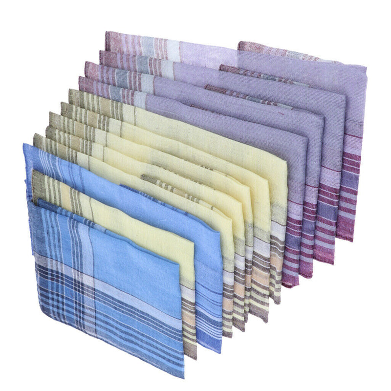 12Pieces Handkerchief Woven Cotton 100% Hankies