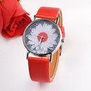 Waterproof Quartz Watch Women Rhinestone Flower Print Wristwatch (Red) A