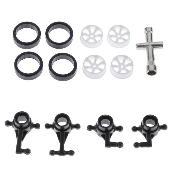4x Plastic Tires & Wheel Rim and Steering Cups for Wltoys K969 DIY Accessory