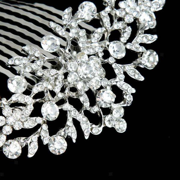 Bridal Wedding Flower Diamante Crystal Rhinestone Women Hair Comb Headpiece