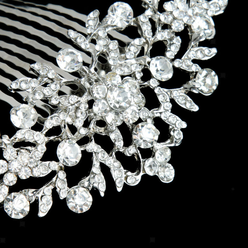 Bridal Wedding Flower Diamante Crystal Rhinestone Women Hair Comb Headpiece