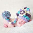 Baby Boys Girls Photography Clothing Colorful Flower Knitted Long-Tail Hat