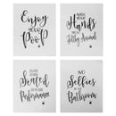 4pcs Funny Bathroom Quotes Sign Stickers Typography Unframed Wall Picture