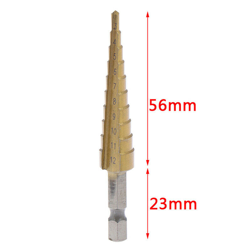 3-12mm Coated Stepped Drill Bits Hex Handle Drill Bit Metal Drilling Power T Gw