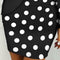 Wave Point Women Long Sleeve Lapel Stitching Formal Dress (Black M) A