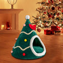 Christmas Tree Shape Dog Cat House Home Warm Sleeping Bed Nest (Green)(M) A