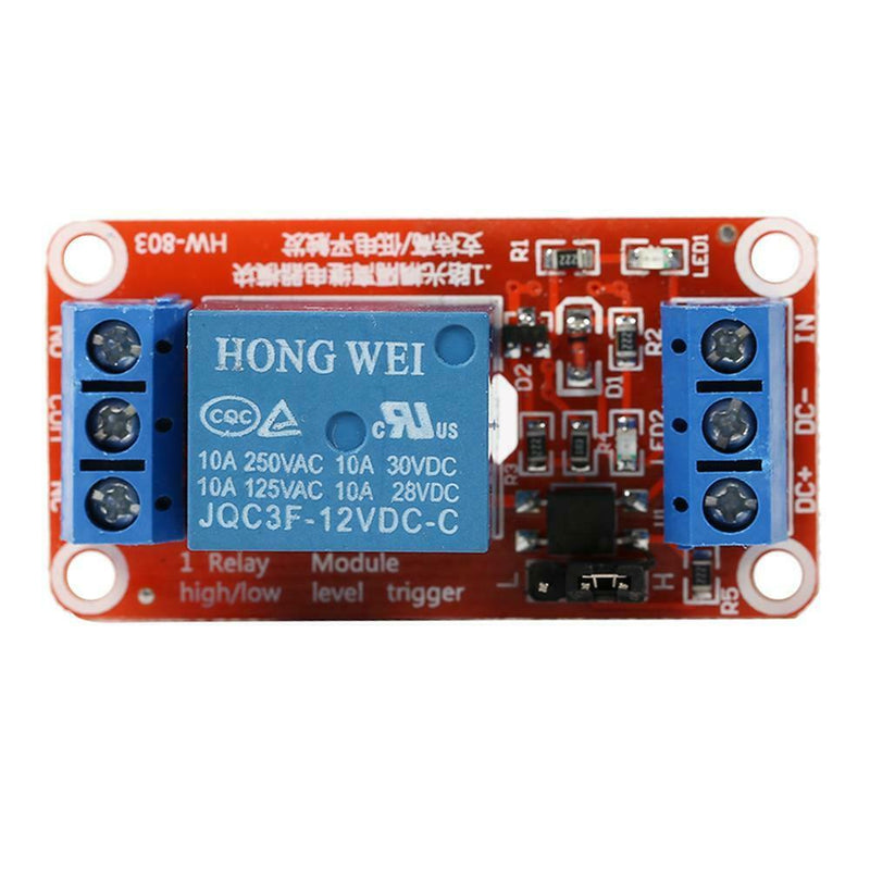 HW-803 1 Way Relay Module w/Optocoupler Isolation High Low Trigger (12V)