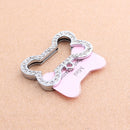 Dog Cat Kitten Puppy Rhinestone ID Name Tag Disc Bone Shape Pet Identity Tag #