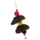 2 x Hanging Parrot Chewing Toys with A Bell - Multicolored Rattan Blocks Tearing