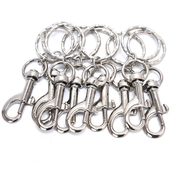 10X 25mm Lobster Clasp Ripple Keychain Split Ring Short Chain Key Ring DIY F Nw