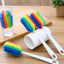 Flexible Cup Brush Replacement Head Long Handle Sponge Cleaner Bottle Scrubber