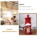 Cute Red Wine Bottle Cover Bags Christmas Dinner Table Decor (Red Snowman)