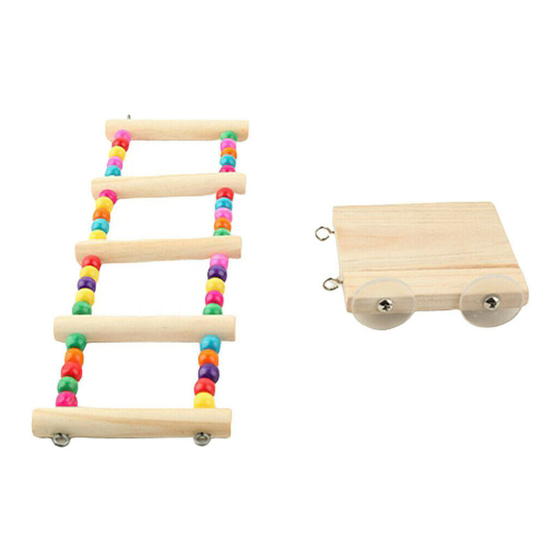 Wood Ladder Pet Birds Climbing Toys Parrots Swing