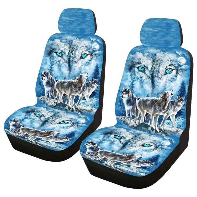 Front Saddle Washable Wolf Printed Car Seat Cover Anti Slip Interior Decoration