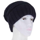 Knit Slouchy Beanie Oversized Thick Cap Hat Unisex Slouch Navy Blue