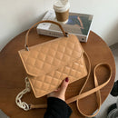Lattice Women Messenger Bag Small Square Shoulder Crossbody Handbag (Khaki)