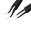 2x Anti-static Curved Straight Tip Precision Tweezers Set Electronic ESD Tool LJ