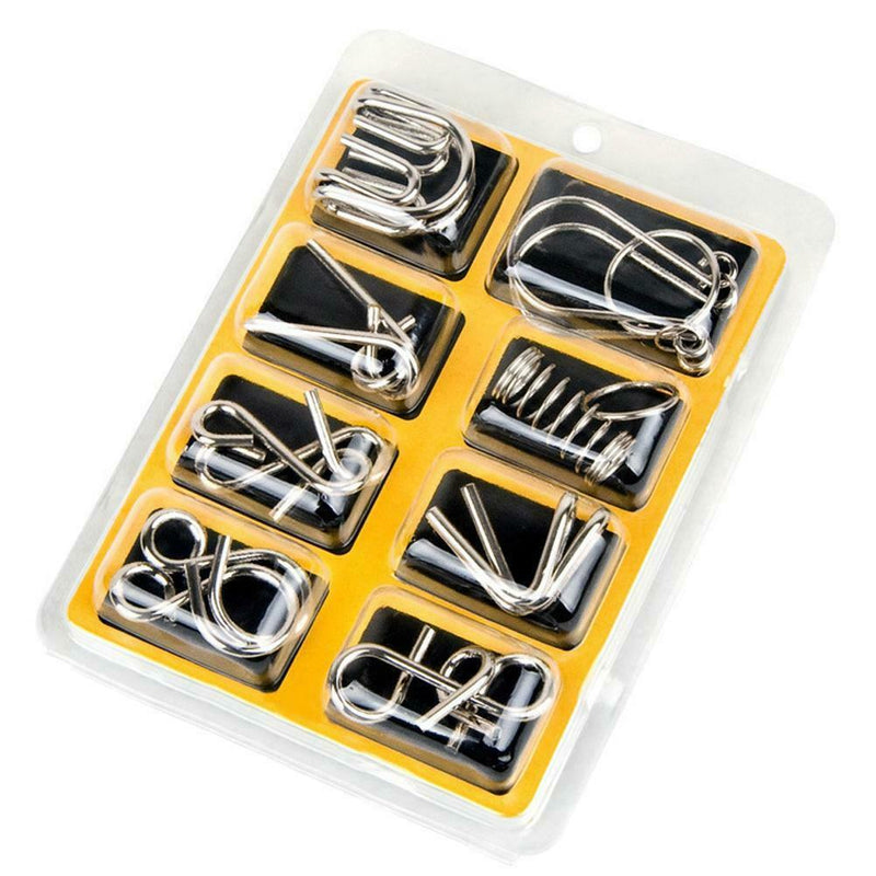 16pcs/2Set Metal Puzzle Wire IQ Mind Brain Kids Adults Stress Reliever Toys