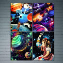 4 Pack Planet DIY 5D Diamond Painting Kits Full Drill Cross Stitch Home Decor