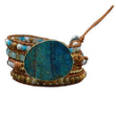 Latest Leather Wrap Beaded Bracelet Huge Ocean Stone Bracelet Chic Jewelry BH9O3