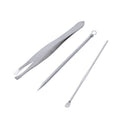 3 pcs ear wax remover earlobe blackhead needle eyebrow tweezers with box
