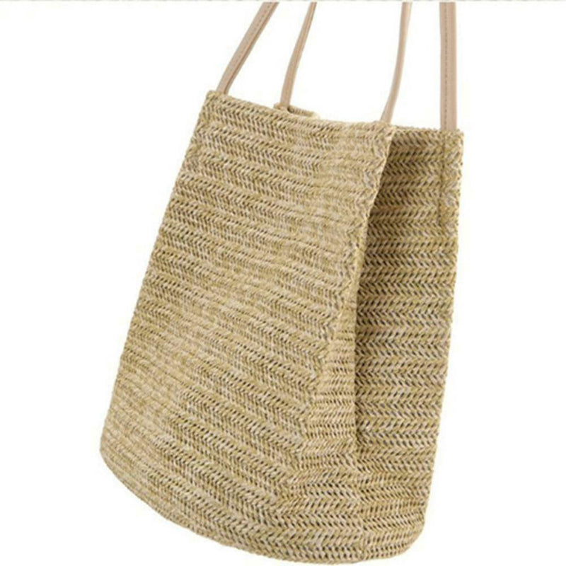 Straw Beach Bag, Summer Women Bag Shoulder Bag Handbag Girl Bag Female Bag khaki