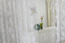Flocking Peony Sheer Curtain Panel Window Tulle Divider White 100*200cm