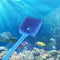 Long Handle Fish Tank Glass Wipe Plastic Sponge Algae Glass Cleaner (Blue) A