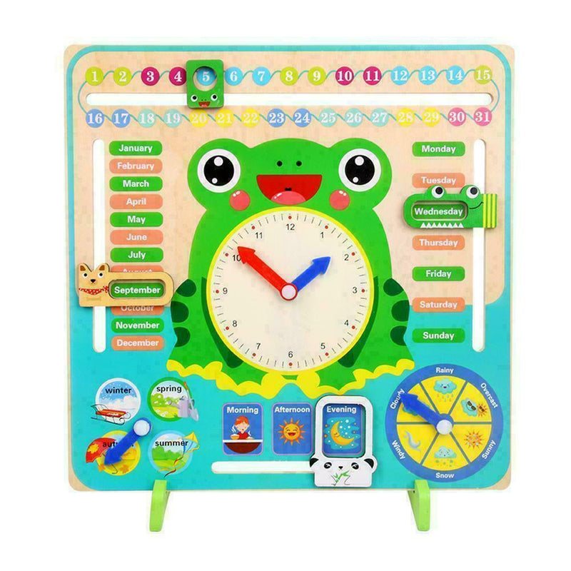 Children Wooden Calendar Educational Weather Season Clock Early Learning To I9N1