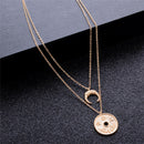 Boho Multilayer Moon Pendant Necklace Choker Chain Statement Necklace Jewelry JR