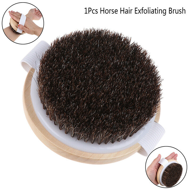 1X Wood Natural Horse Hair Bath Body Brush Cellulite Shower Dry Skin Exfoliat Bj