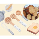 7pcs Wooden Kitchenware Pretend Play Gift for Children Kids Girls for Toddler