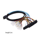 Mini 36Pin SAS to 4 29Pin SAS Ports Splitter Cable with 4Pin Power Cable