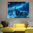 5D DIY Full Drill Diamond Painting 2 Wolves Cross Stitch Embroidery Crafts