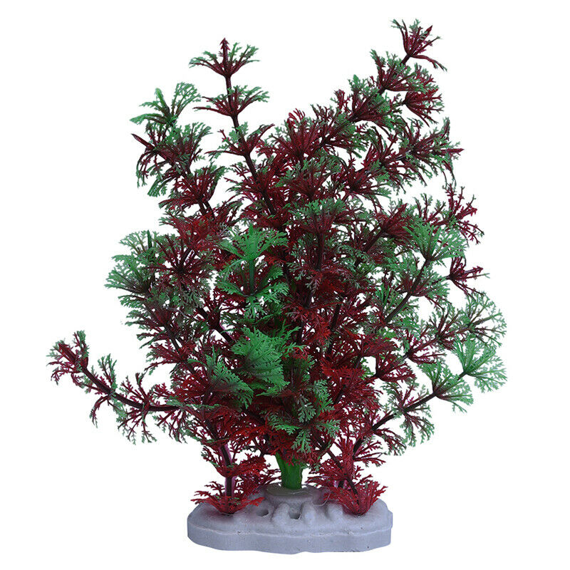Red Green Artificial Plastic Water Plants for Fish Tank Aquarium Decoration D2T5