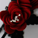 Women'S Headband Gothic Red Rose Lace Hair Hoop Party Sexy Flowers with Acc