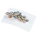Lady Party Green Flower Design Rhinestone Barrette French Hair Clip Y4J1