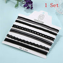 6X Women Elegant Charm Necklace Set Lace Hollow Black Clavicle Choker Jewelry Nw