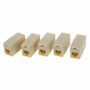 5 Pcs Beige Plastic RJ11 6P4C Female/Female Telephone Cable Inline Connecto P8T1