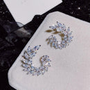 Olive Branch Leaf Cut Big Cubic Zirconia Women Stud H3Z6 Fashion Earrings Q7M8