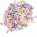 200PCS 6mm Mixed Striped Round Charm Spacer Loose Beads Craft Jewelry Making BX