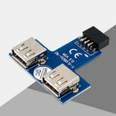 New USB 2.0 9-Pin Header To 2 USB A Female Port I Type Internal Adapter